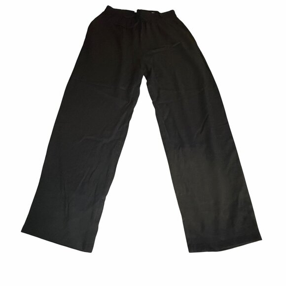 Black Wide Leg Pants Elastic Waist Drawstring US 6 By Apricot, Linen blend - Picture 1 of 7